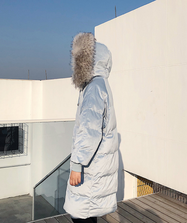 金絲絨棉服中長款大毛領(lǐng)棉衣加厚棉襖外套韓版收腰