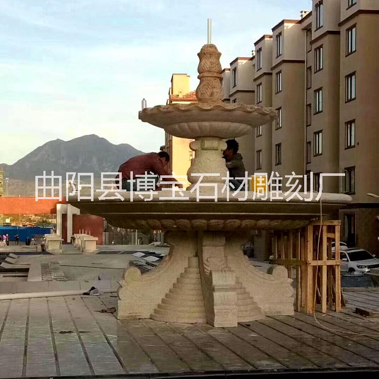 石雕噴泉廠家、歐式大理石噴泉雕塑、大型石雕噴泉流水噴泉雕塑擺件 找曲陽博寶石材