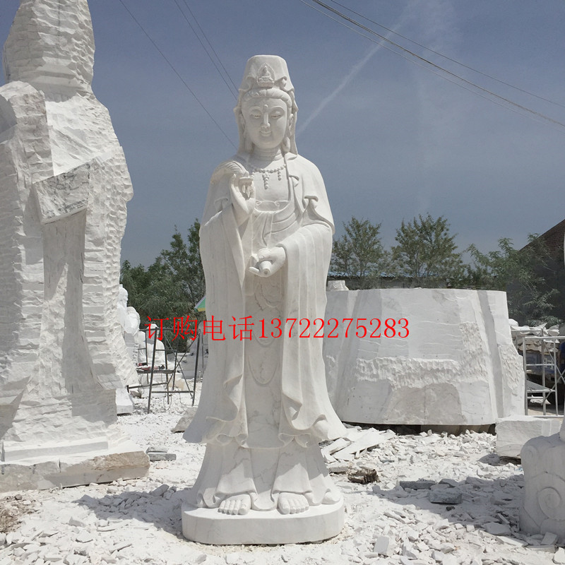 漢白玉觀音雕像，大理石滴水觀音，戶外大型觀音