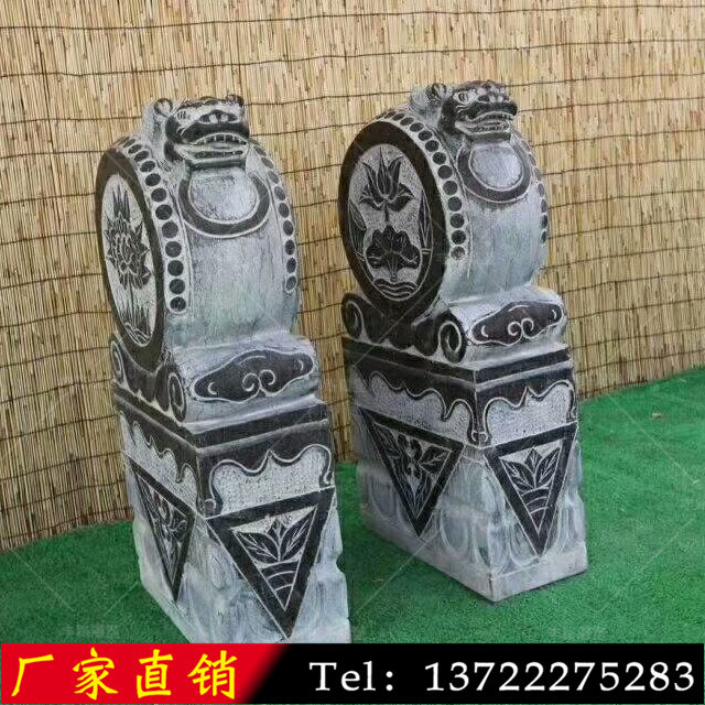 青石門墩，青石抱鼓石，青石石鼓