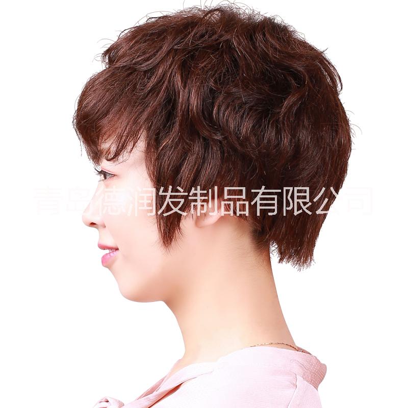 德潤(rùn)假發(fā) 女 短卷發(fā) 中老年發(fā)套 中老年假發(fā) 遞針 逼真 真人發(fā)