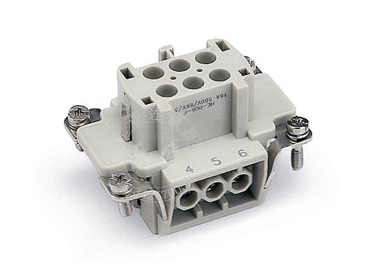 塑膠模具熱流道系統(tǒng)6針矩形插座 工業(yè)自動化機(jī)械HE-006重載連接器