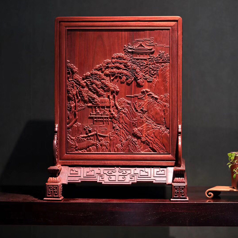 潮州供應(yīng) 紫珍軒贊比亞血檀乾隆珍玩五屜柜 收藏包郵贊比亞紫檀五屜柜插屏