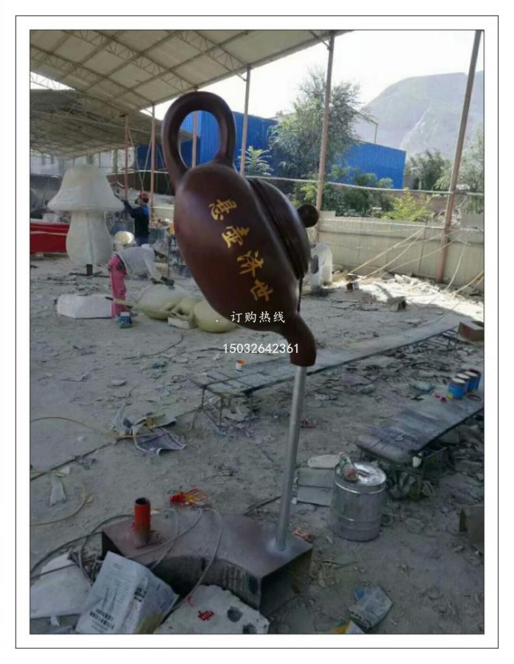 銅茶壺雕塑廠家 廣場景觀擺件雕塑 大型銅茶壺雕塑制作廠家
