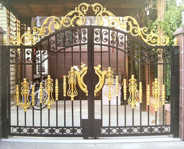 歐式風格庭院鋁藝大門 鋁合金農(nóng)村別墅花園大門精雕對開門 鋁藝大門報價