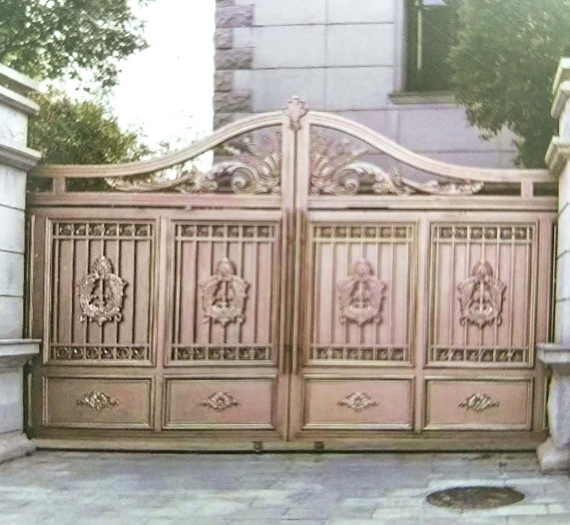 歐式風格庭院鋁藝大門 鋁合金農(nóng)村別墅花園大門精雕對開門 鋁藝大門報價