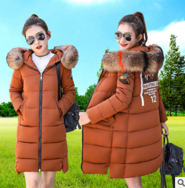 新款羽絨棉服女中長款寬松大碼韓版棉衣加厚大毛領(lǐng)冬裝外套女批發(fā)