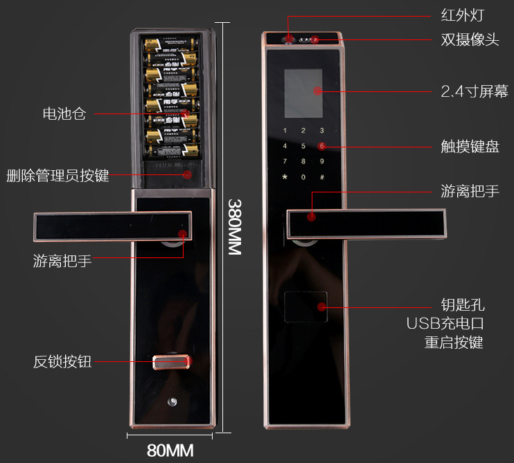 人臉識別智能門鎖 人臉識別鎖廠家 人臉識別鎖定制  公寓防盜門智能家居