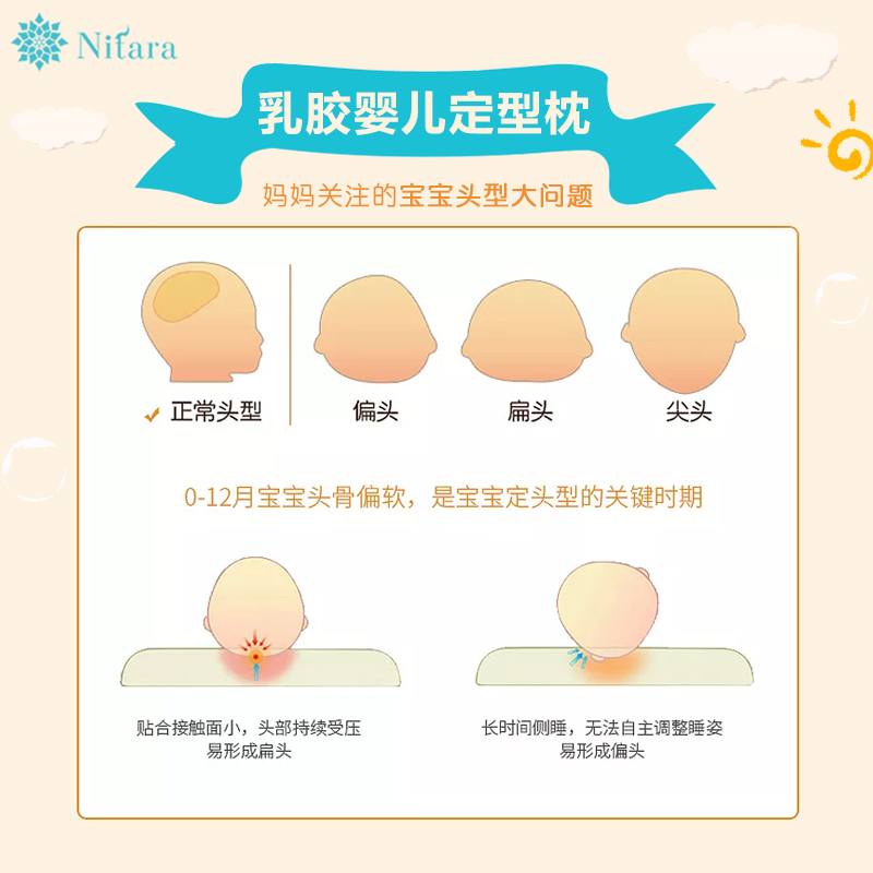 尼塔拉嬰兒乳膠枕頭新生兒定型枕