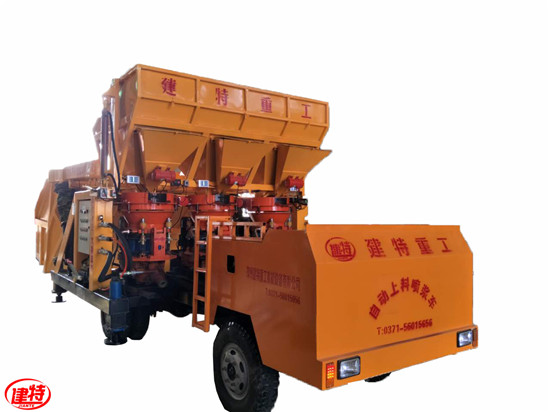 建特重工丶自動上料噴漿車_ 混凝土噴漿車一拖三雙斗
