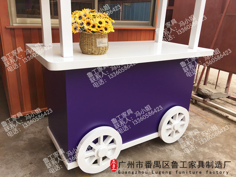 戶外商業(yè)街冰激凌車小吃推車移動花