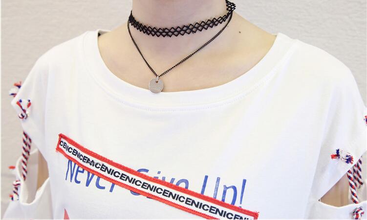 廣告衫T恤生產(chǎn)廠家報價|夏季字母印花鏤空短袖t恤女上衣