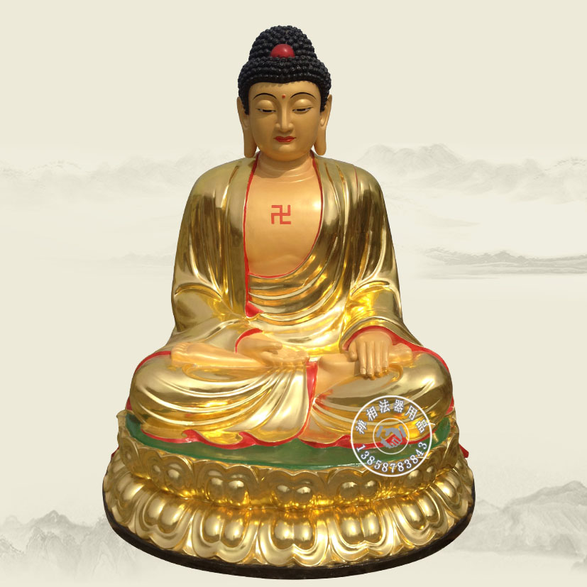 寺院玻璃鋼三寶佛像圖片 2.3米貼金三寶佛像定制