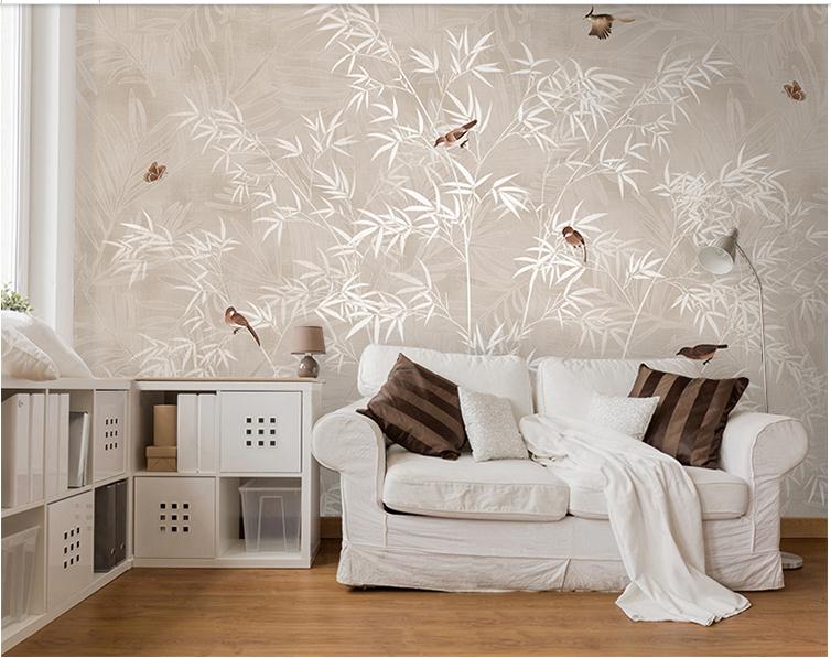 竹子背景墻壁紙中式簡約客廳墻紙壁竹子背景墻壁紙中式簡約客廳墻紙壁畫無紡布書房臥室墻布壁布