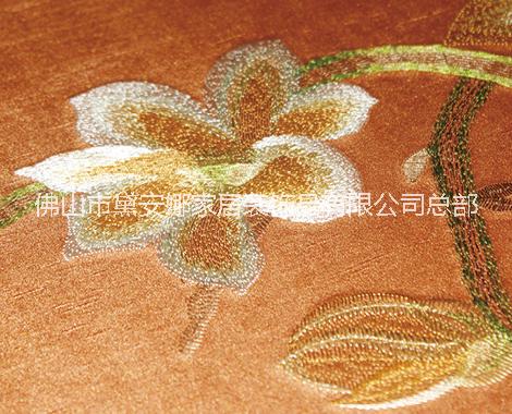 床頭刺繡硬包輕奢電視背景墻 床頭刺繡硬包輕奢臥室背景墻 床頭玉蘭花刺繡硬包臥室背景墻