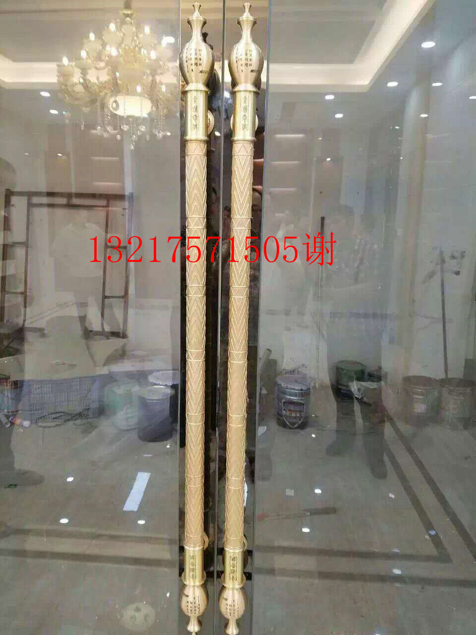 豪華酒店裝飾鈦金拉絲大門拉手