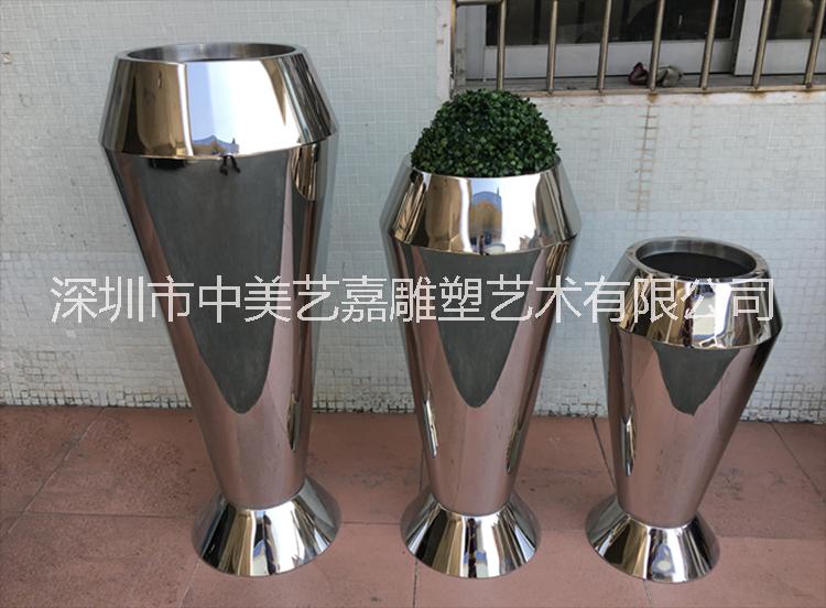 不銹鋼菱形切面花缽室內(nèi)戶外道路組合大號不銹鋼花缽