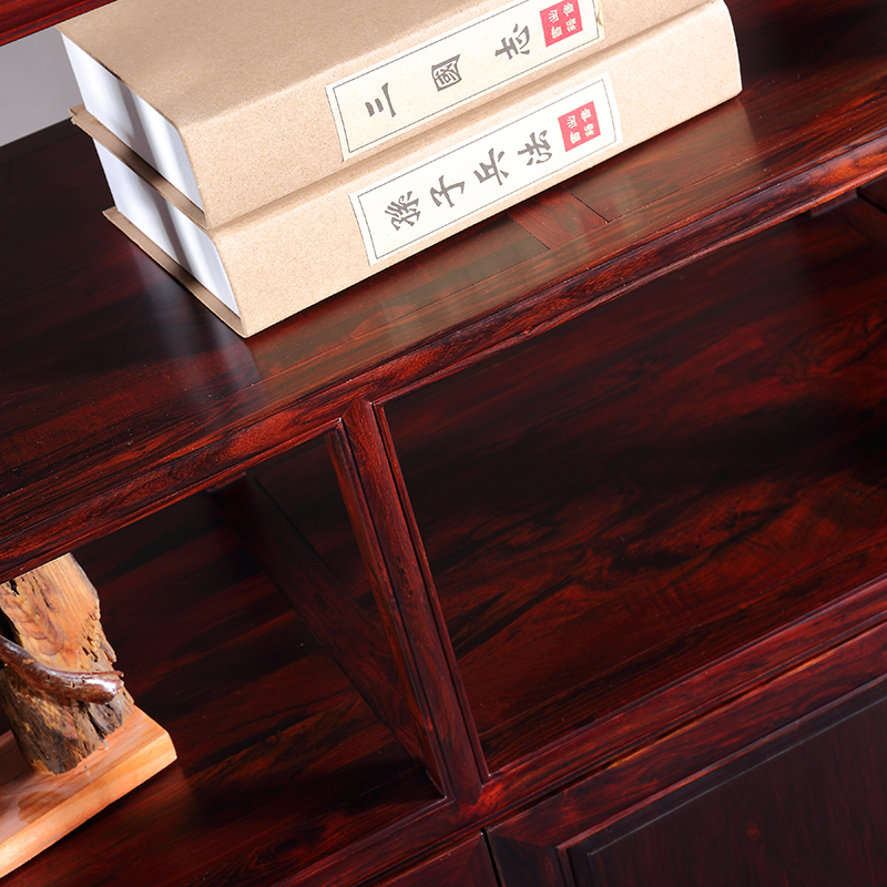 高端紅木家具博古架實(shí)木多寶閣交趾黃檀古董架展示架 大紅酸枝交趾黃檀博古架