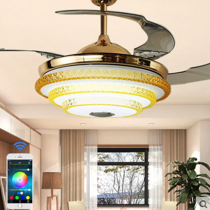 LED電風扇吊燈/LED吊燈扇廠家-天貓精靈語音智能隱形風扇燈