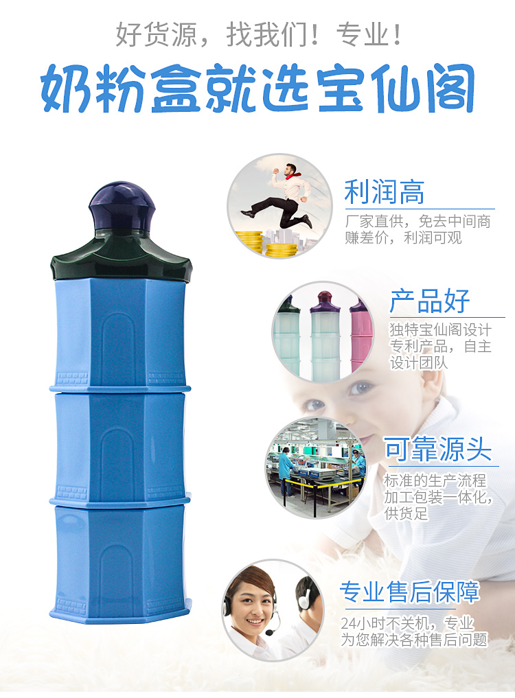 嬰兒外出便攜三層奶粉盒