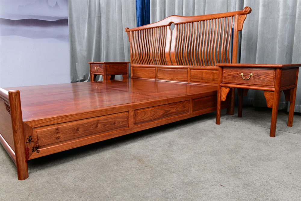 新中式1.8米狀元大床生產(chǎn)廠家 東陽(yáng)新中式家具廠家  實(shí)木床組合 卓瑞紅木床生產(chǎn)批發(fā)  新中式家具定做