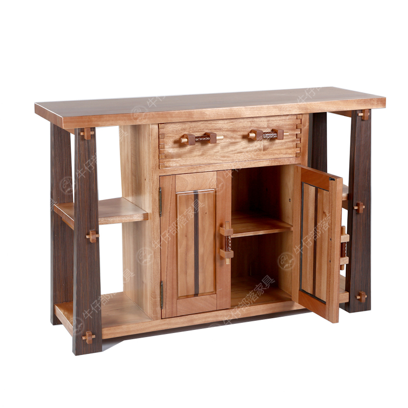 牛仔部落 北歐藝家實(shí)木餐邊柜 紅胡桃木西部牛仔騎士家具