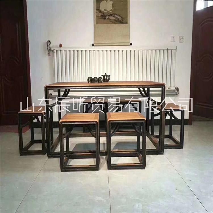 卯榫結(jié)構(gòu)廠家直銷 老榆木茶桌主椅圈椅茶室民俗復古家具定制
