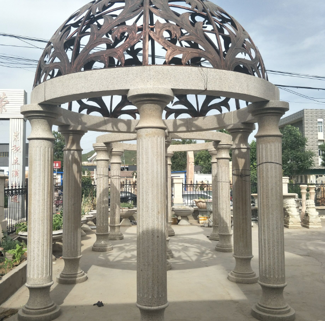 供應(yīng)石雕歐式?jīng)鐾?公園景觀涼亭長(zhǎng)廊 花崗巖石亭子雕塑