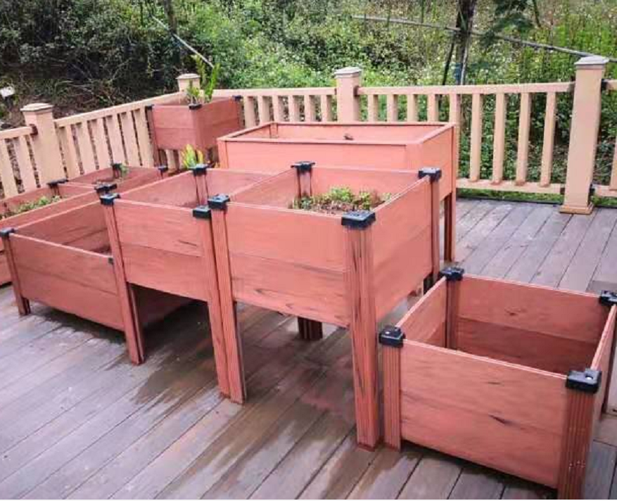 防腐不褪色聯(lián)排塑木花箱；組合木塑花箱批發(fā)；高低組合塑木花箱價格 木塑花箱廠家