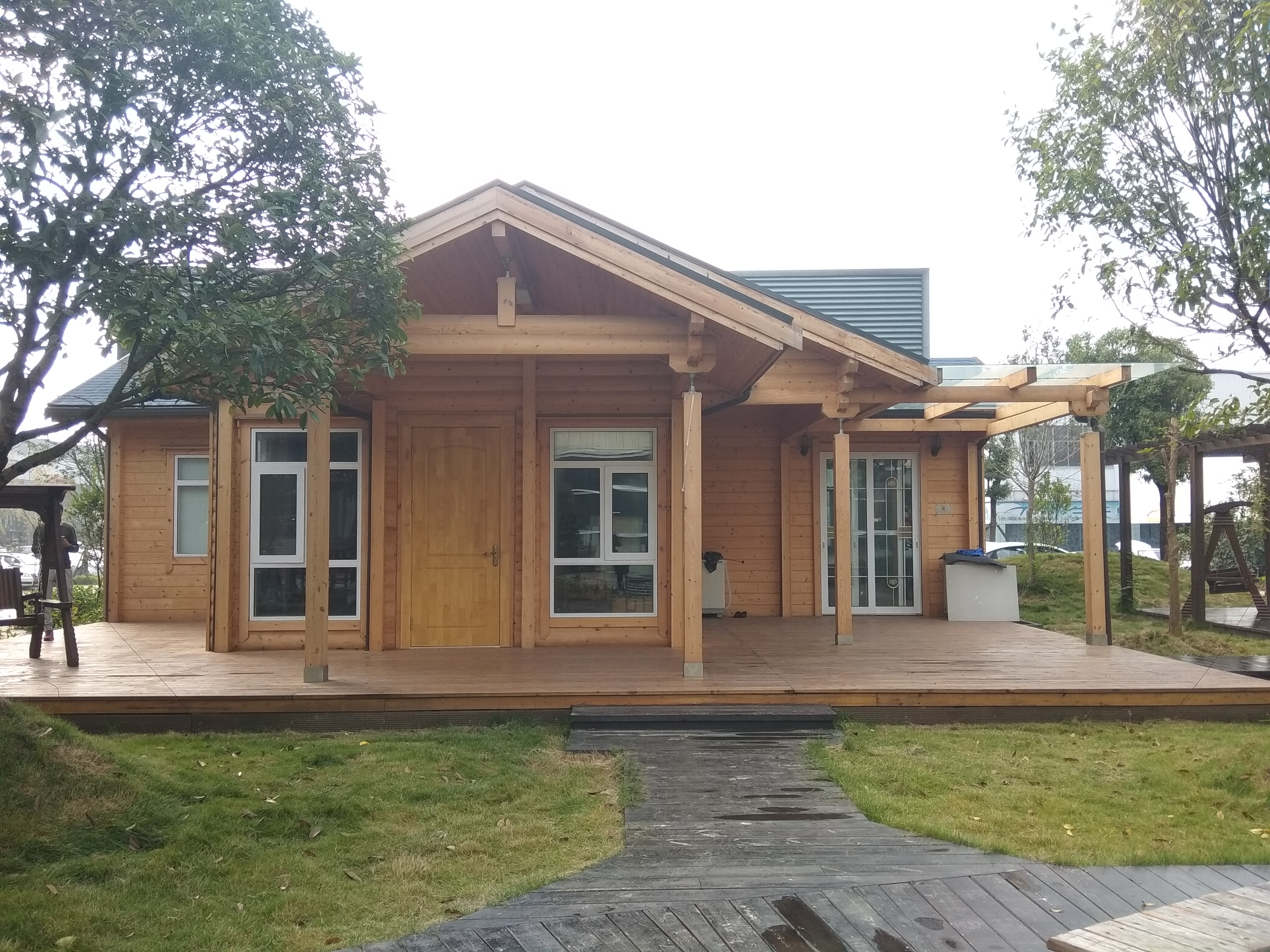 防腐木涼亭木屋長廊門樓仿古建筑護(hù)欄地板花架花箱