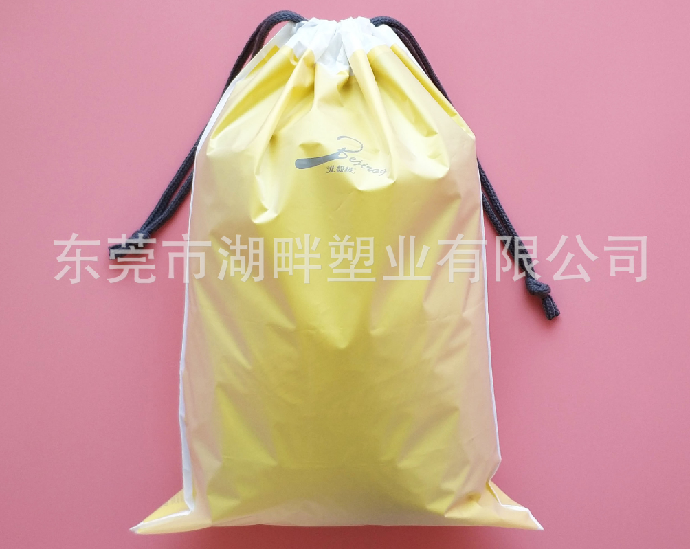 雙層穿繩束口袋 圓底包裝袋 抽繩磨砂塑料束口袋 絲帶禮品袋 禮品袋 *收納袋 一次性收納袋
