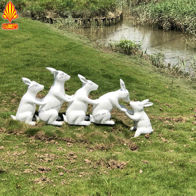 玻璃鋼園林景觀雕塑擺件 玻璃鋼兔子模型雕塑工藝品美陳擺件