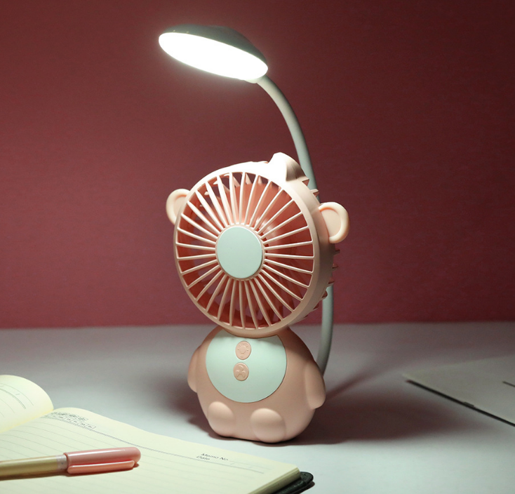 新款猴精靈臺燈移動電源桌面風扇 學生宿舍臺燈usb充電迷你風扇
