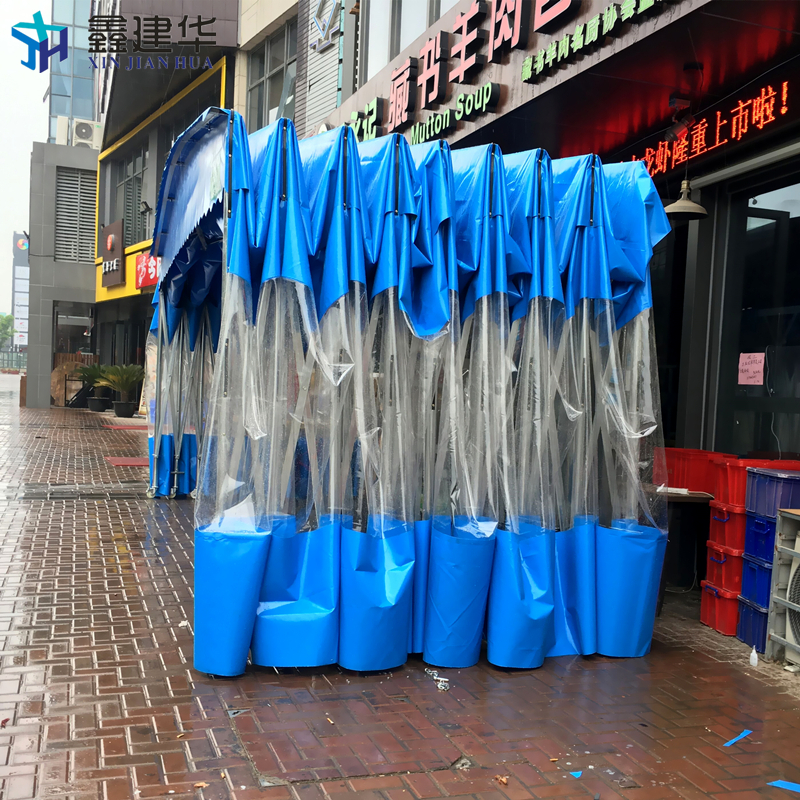 山東大排檔移動推拉棚_戶外伸縮式餐飲遮陽蓬廠家直銷
