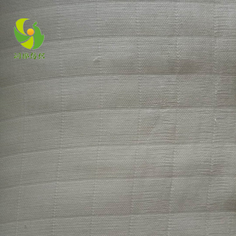 潤棉紡織廠家直銷批發(fā)嬰幼兒服裝用 普梳全棉雙層方格紗布坯布