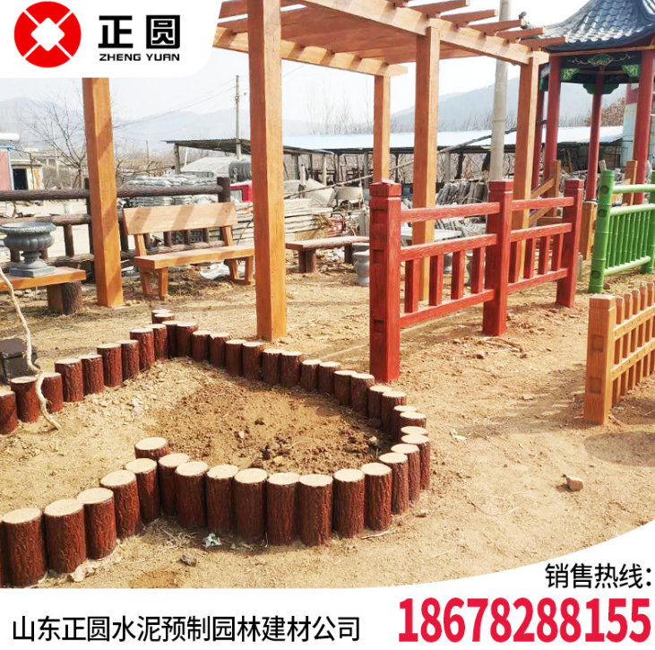 水泥仿木欄桿 紋理清晰防護(hù)欄 室外景觀鋼筋混凝土仿木欄桿