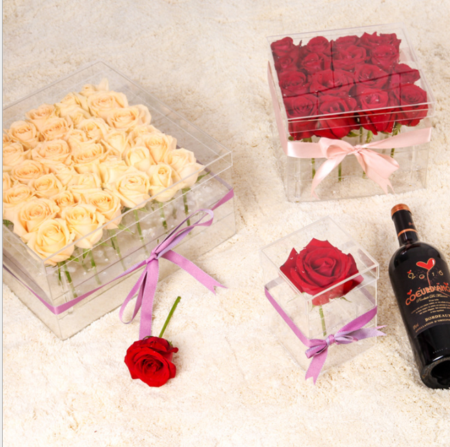 新款透明玫瑰花盒 亞克力玫瑰花盒 透明玫瑰花盒 有機玻璃鮮花花盒 包裝玫瑰花盒 情 人禮品盒 可訂制玫瑰花盒報價