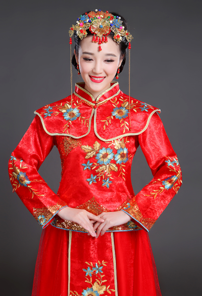 2018春夏秋新款中式婚禮服 結(jié)婚嫁衣婚禮服 結(jié)婚禮服 新娘敬酒服 紅秀禾服
