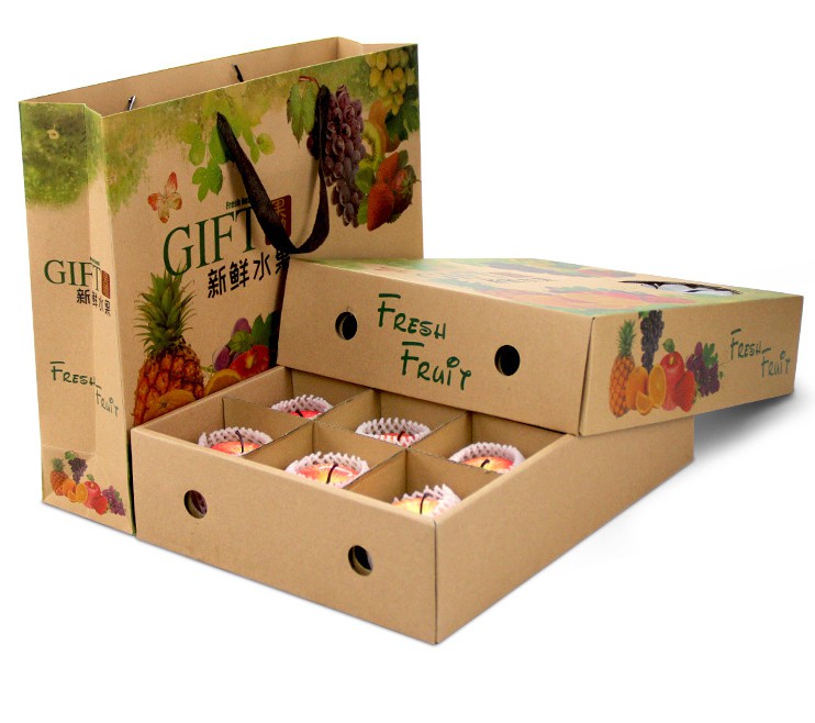 水果包裝盒印刷定制定做批發(fā)直銷廠家 新款進口水果通用包裝盒手提袋 蘋果桃子上下蓋禮盒批發(fā)定制 水果禮盒
