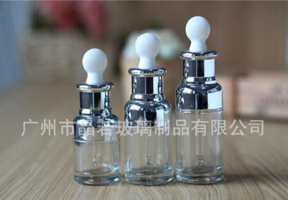 現(xiàn)貨精油瓶 玻璃滴管瓶新款套肩精華液瓶玻尿酸精油分裝瓶