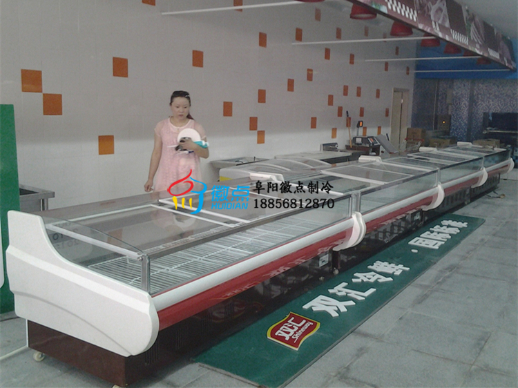 供應(yīng)襄樊2米玻璃門(mén)鮮肉柜定做冷鮮肉展示柜烤肉店菜品保鮮柜