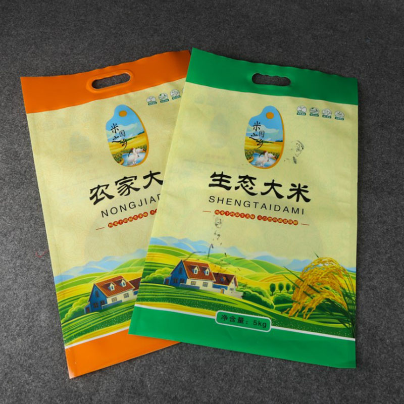 定做10斤生態(tài)大米袋手提開(kāi)窗真空防潮小米面粉包裝袋定制加印LOGO