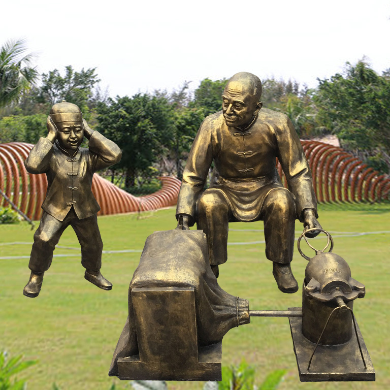 廠家直銷玻璃鋼不行一條街打鐵民俗雕塑