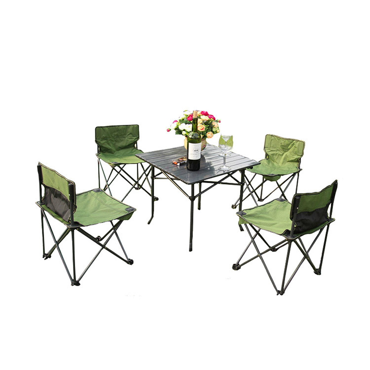自由之舟駱駝鋁合金五件套便攜式折疊桌椅戶外野餐桌茶幾