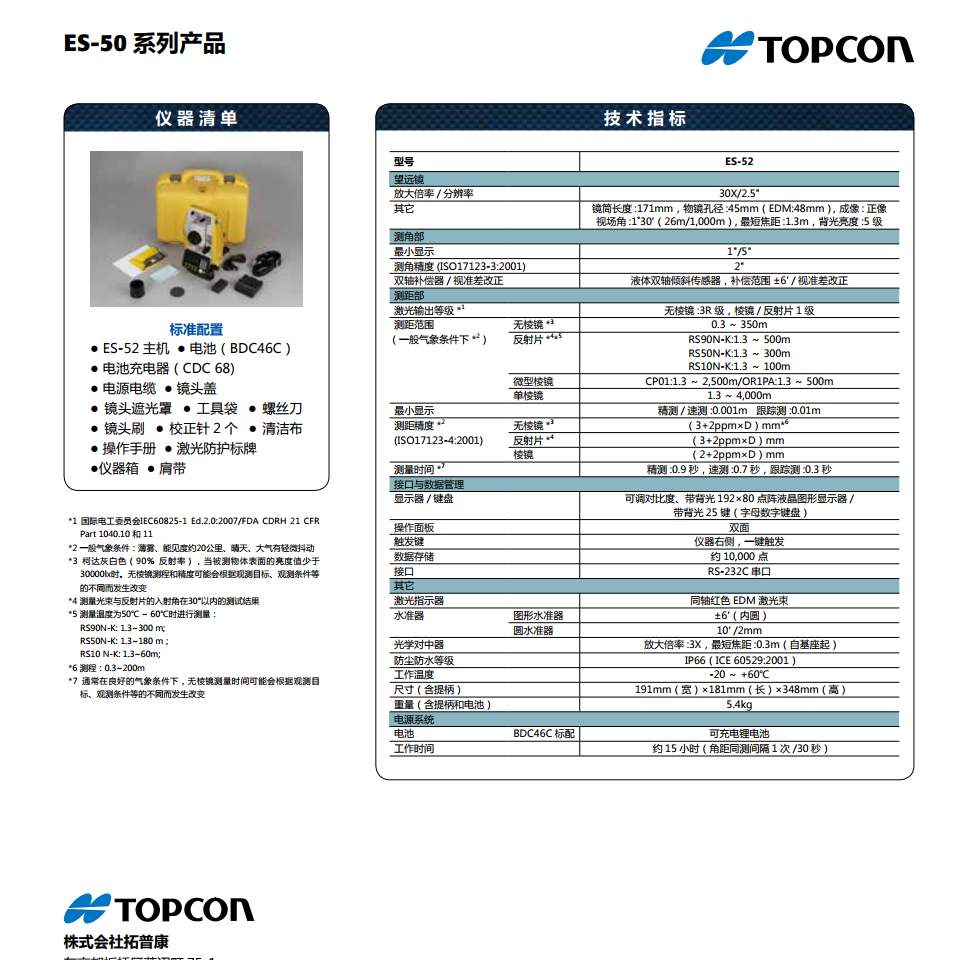 廣州拓普康全站儀ES-52銷售/佛山全站儀檢定維修校準服務