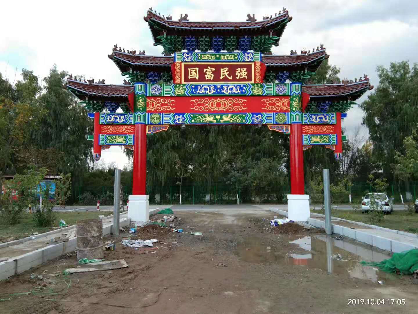 古建亭子施工 古建牌樓牌坊 水泥彩繪仿古牌樓 仿古建筑修繕修葺