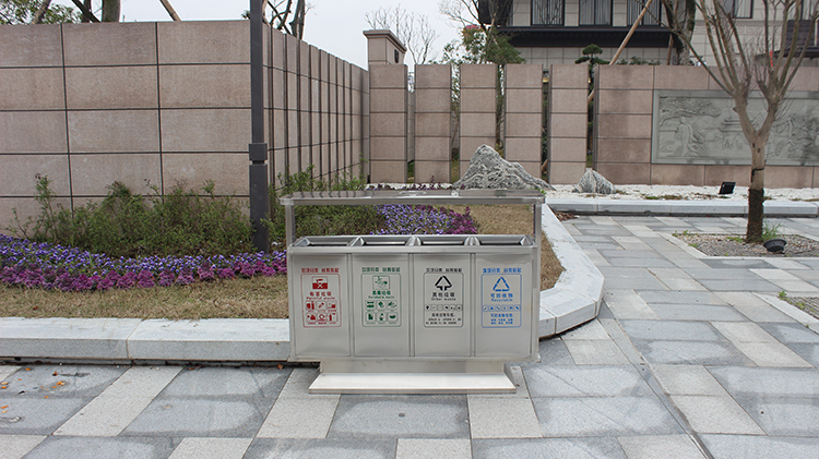 不銹鋼四箱垃圾桶大量銷售   不銹鋼四箱垃圾桶生產(chǎn)廠家