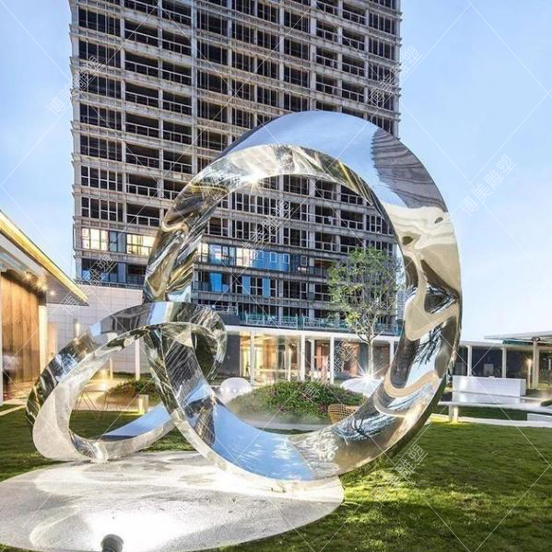 廠家定制不銹鋼圓環(huán)雕塑 戶外景觀鏡面金屬擺件 不銹鋼裝飾雕塑