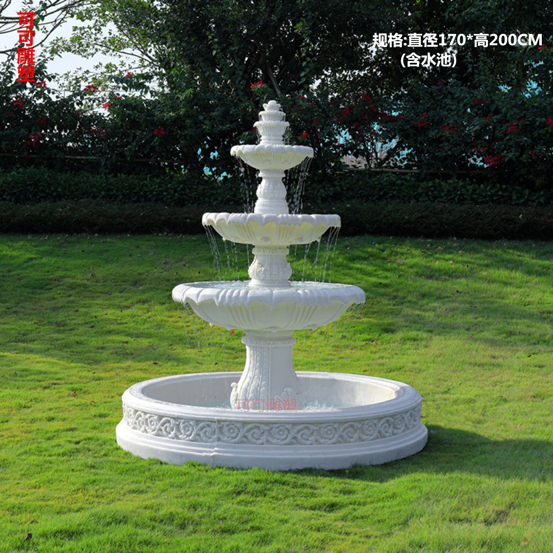 大型歐式天使庭院砂巖流水噴泉擺件_仿黃金麻歐式噴泉雕塑_別墅花園水景噴泉魚池