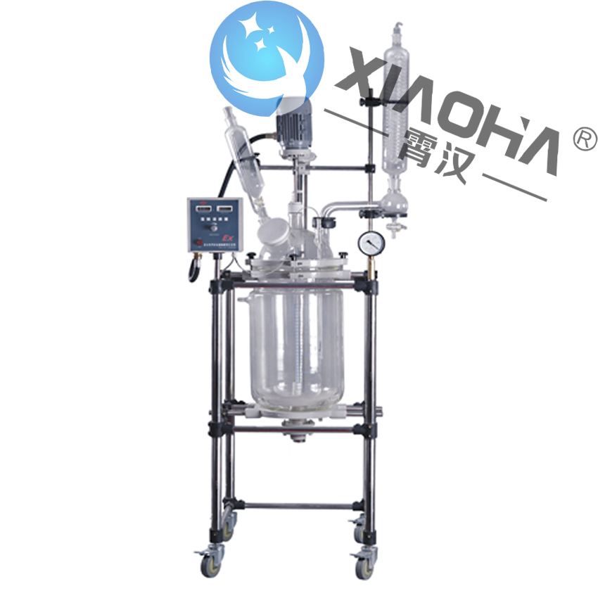 雙層玻璃反應釜10-200L 大型防爆夾套玻璃反應釜實驗室真空耐高溫負壓